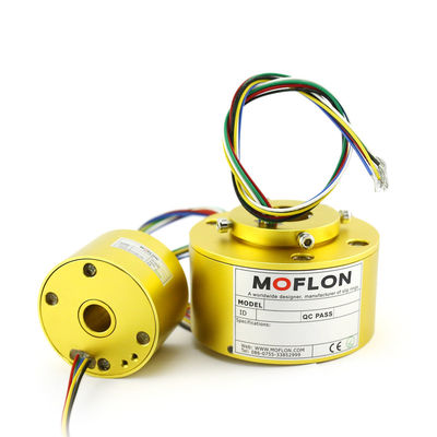 qualità  Aluminum Alloy Moflon Electrical Rotary Joints Through Slip Ring Rotating Electrical Connector Through Hole Bored Slip Ring With 1-500 Wires 2A fabbrica